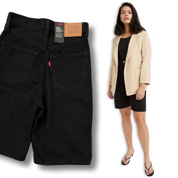 Levis Premium High Loose Bermuda Shorts Black - Picture 4 of 16